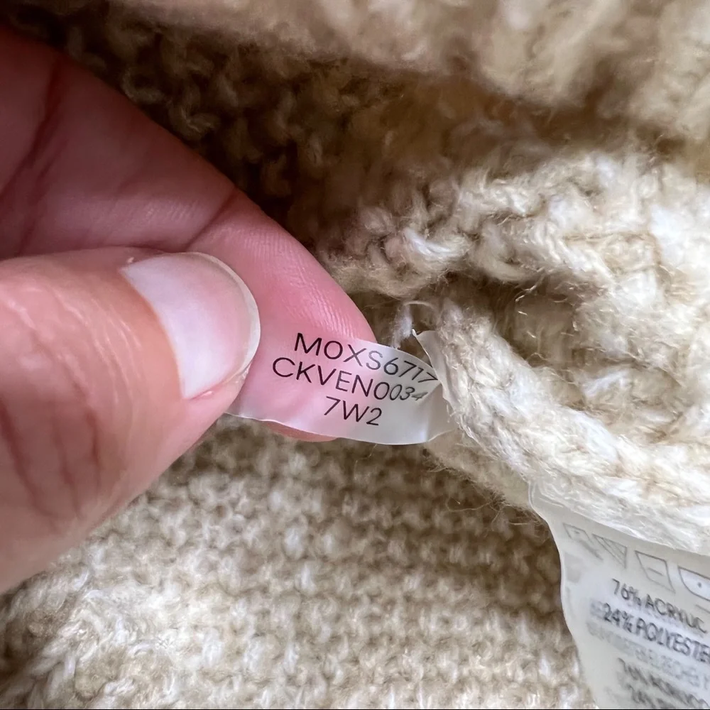 Calvin Klein Cowl Neck Chunky Knit Neutral Tone Sweater Size S